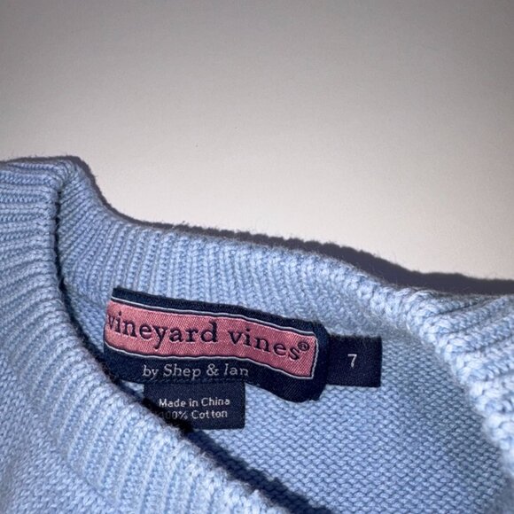 Vineyard Vines Crewneck Sweater Light Blue size 7 - Picture 2 of 5